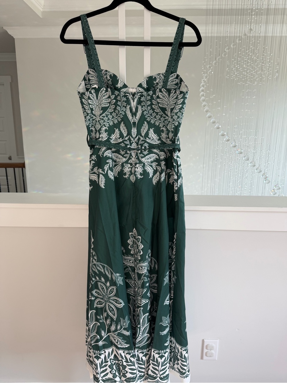 Commense Printed Green Dress with Belt - Picture 9 of 10